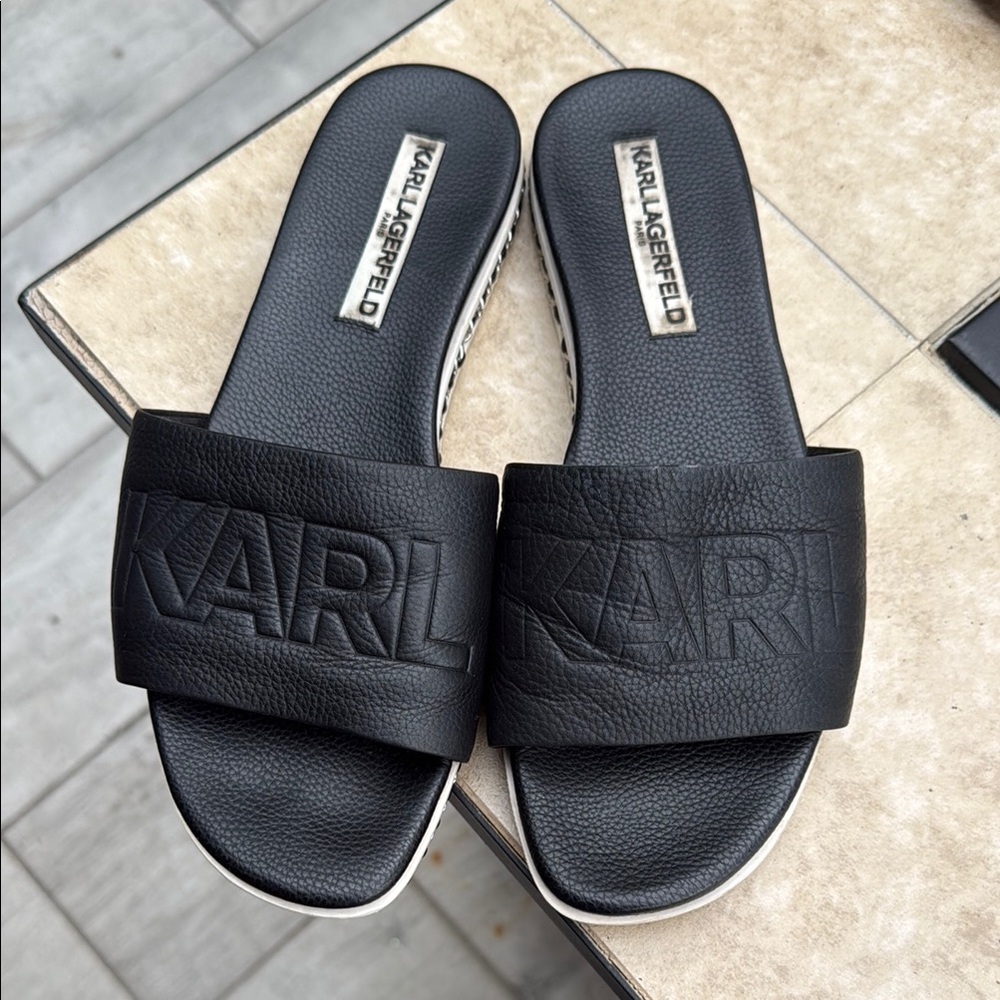 Karl Lagerfeld Black Slide Sandals